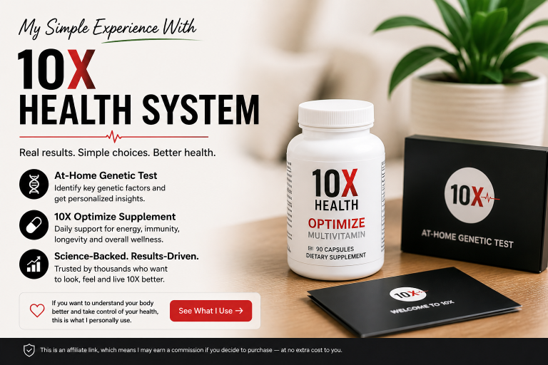 10X Health System Optimize supplement and at-home genetic test review showing real user experience and benefits